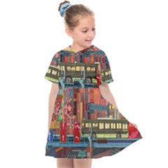 The City Style Bus Fantasy Architecture Art Kids  Sailor Dress by Grandong