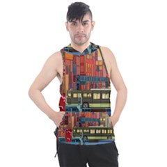 The City Style Bus Fantasy Architecture Art Men s Sleeveless Hoodie by Grandong