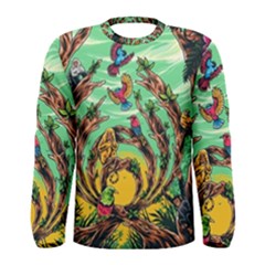 Monkey Tiger Bird Parrot Forest Jungle Style Men s Long Sleeve Tee by Grandong