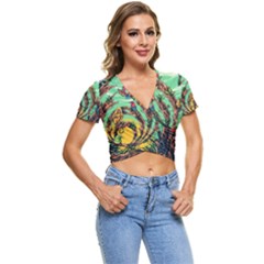 Monkey Tiger Bird Parrot Forest Jungle Style Short Sleeve Foldover Tee by Grandong