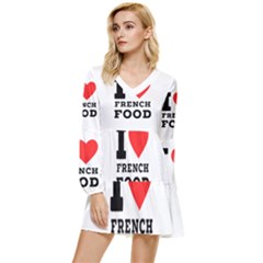 I Love French Food Tiered Long Sleeve Mini Dress by ilovewhateva