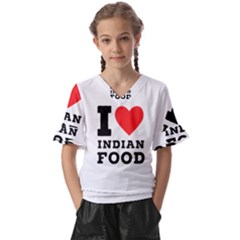 I Love Indian Food Kids  V-neck Horn Sleeve Blouse by ilovewhateva