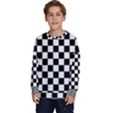 Black White Checker Pattern Checkerboard Kids  Long Sleeve Jersey View1