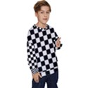 Black White Checker Pattern Checkerboard Kids  Long Sleeve Jersey View3