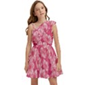 Cute Pink Sakura Flower Pattern Kids  One Shoulder Party Dress View1