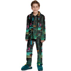 Video Game Pixel Art Kids  Long Sleeve Velvet Pajamas Set by Cowasu