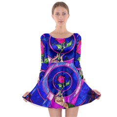 Stained Glass Rose Long Sleeve Skater Dress by Cowasu