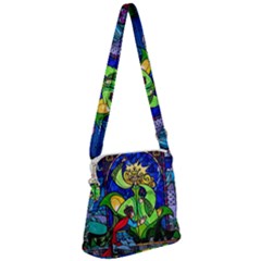 Beauty Stained Glass Rose Zipper Messenger Bag by Cowasu