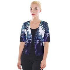 Horror Psychedelic Art Cropped Button Cardigan by Cowasu