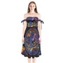 The Game Monster Stained Glass Shoulder Tie Bardot Midi Dress View1