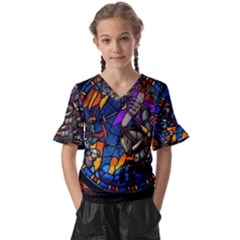 The Game Monster Stained Glass Kids  V-neck Horn Sleeve Blouse by Cowasu