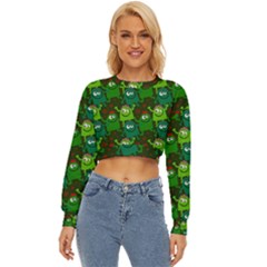 Green Monster Cartoon Seamless Tile Abstract Lightweight Long Sleeve Sweatshirt by Bangk1t