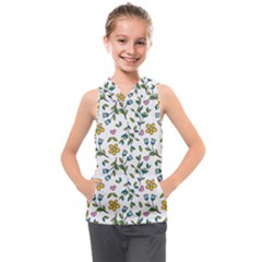 Flower Floral Pattern Kids  Sleeveless Hoodie by Bangk1t