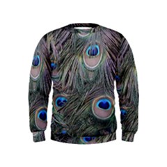 Peacock Feathers Peacock Bird Feathers Kids  Sweatshirt by Ndabl3x