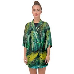 Ai Generated Trees Forest Mystical Forest Nature Art Half Sleeve Chiffon Kimono by Ndabl3x