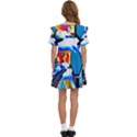 Stop Retro Abstract Stop Sign Blur Kids  Frilly Sleeves Pocket Dress View4