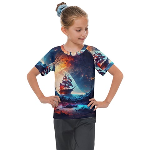 Tree Planet Moon Kids  Mesh Piece Tee by Ndabl3x