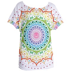 Mandala Pattern Rainbow Pride Women s Oversized Tee by Ndabl3x