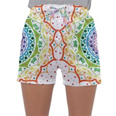 Mandala Pattern Rainbow Pride Sleepwear Shorts by Ndabl3x