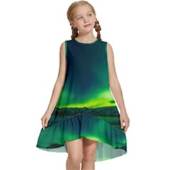 Iceland Aurora Borealis Kids  Frill Swing Dress by Cowasu