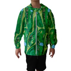 Golf Course Par Golf Course Green Kids  Hooded Windbreaker by Cowasu