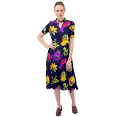 Space Patterns Keyhole Neckline Chiffon Dress by Amaryn4rt