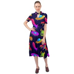 Space Pattern Keyhole Neckline Chiffon Dress by Amaryn4rt