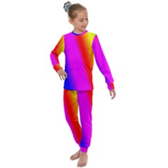 Multi Color Rainbow Background Kids  Long Sleeve Set  by Amaryn4rt