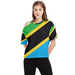 Flag Of Tanzania One Shoulder Cut Out Tee by Amaryn4rt