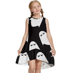 Ghost Halloween Pattern Kids  Frill Swing Dress by Amaryn4rt