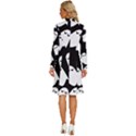 Ghost Halloween Pattern Long Sleeve Shirt Collar A-Line Dress View4