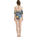 Colorful Aquatic Life Wall Mural Halter Flowy Bikini Set  View2