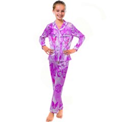 Butterfly Cut Out Pattern Colorful Colors Kids  Satin Long Sleeve Pajamas Set by Simbadda