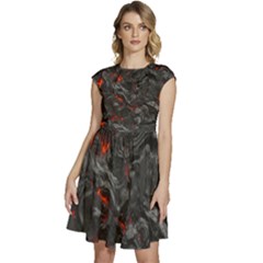 Volcanic Lava Background Effect Cap Sleeve High Waist Dress by Simbadda