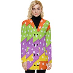 Colorful Easter Ribbon Background Button Up Hooded Coat  by Simbadda