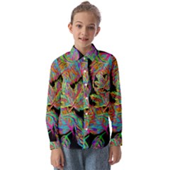 Autumn Pattern Dried Leaves Kids  Long Sleeve Shirt by Simbadda