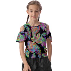 Autumn Pattern Dried Leaves Kids  Butterfly Cutout Tee by Simbadda