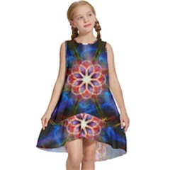 Mandala Pattern Kaleidoscope Kids  Frill Swing Dress by Simbadda