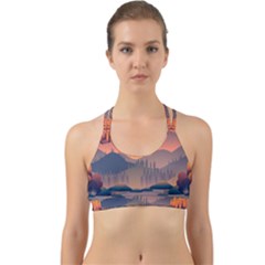 Cool Landscape Night Minimal Art Minimalist Back Web Sports Bra by Ravend