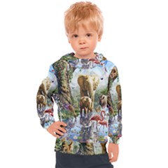 Beautiful Jungle Animals Kids  Hooded Pullover by Ravend