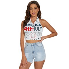 Independence Day Usa Backless Halter Cami Shirt by Ravend