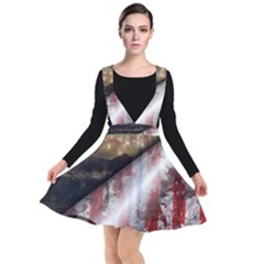 Independence Day Background Abstract Grunge American Flag Plunge Pinafore Dress by Ravend