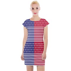 American Flag Patriot Red White Cap Sleeve Bodycon Dress by Celenk