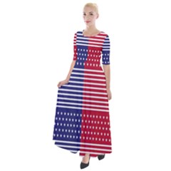 American Flag Patriot Red White Half Sleeves Maxi Dress by Celenk