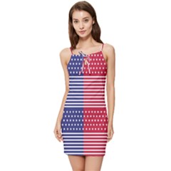 American Flag Patriot Red White Summer Tie Front Dress by Celenk