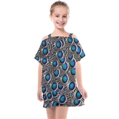 Peacock Pattern Close Up Plumage Kids  One Piece Chiffon Dress by Celenk