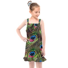 Peacock Feathers Color Plumage Kids  Overall Dress by Celenk