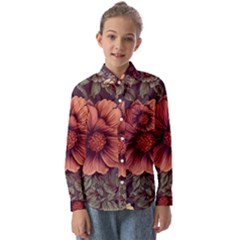 Flowers Pattern Kids  Long Sleeve Shirt by Simbadda