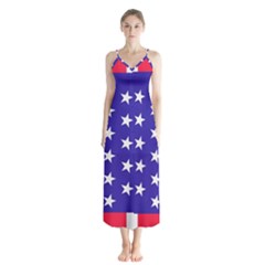 Usa Independence Day July Background Button Up Chiffon Maxi Dress by Vaneshop