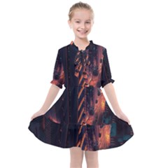 Abstract Landscape Landmark Town City Cityscape Kids  All Frills Chiffon Dress by Vaneshop